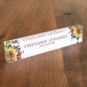 Waterverf zonnebloempitten naambordje (Zijkant)