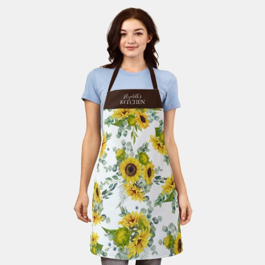 Waterverf zonnebloempitten van  van Geel Schort (Gedragen)