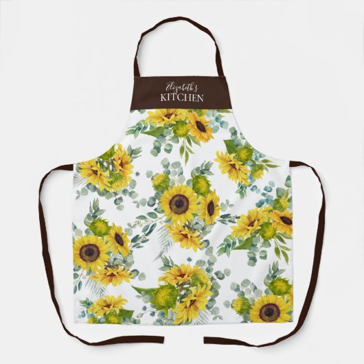 Waterverf zonnebloempitten van  van Geel Schort (Voorkant)