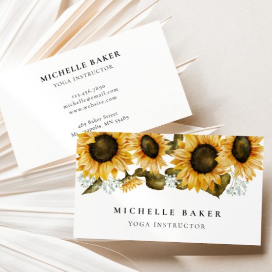 Waterverf zonnebloempitten visitekaartje