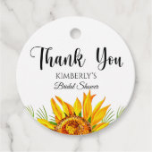 Waterverf zonnebloempitten voor vrijgezellenfeest bedankjes labels (Voorkant)