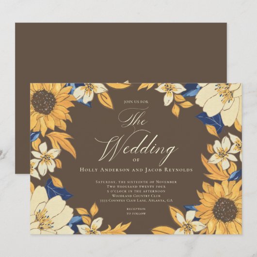 Waterverf Zonnebloempje Weddenschap Kaart (Voorkant / Achterkant)