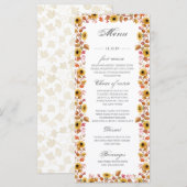 Waterverf zonnebloempompoenen herfstmenukaart menu (Voorkant / Achterkant)