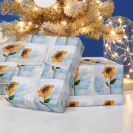 Waterverf Zonnebloemschilderpatroon Cadeaupapier