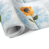 Waterverf Zonnebloemschilderpatroon Cadeaupapier (Rol Hoek)
