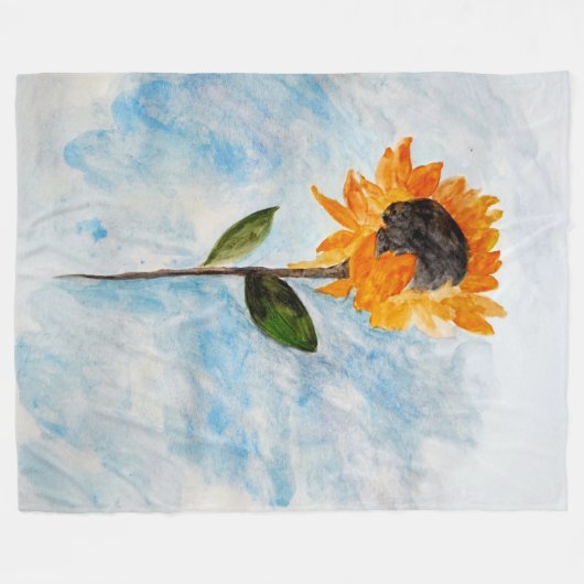 Waterverf Zonnebloemverf Fleece Deken (Voorkant (Horizontaal))