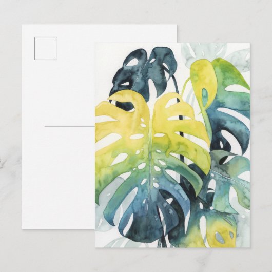 Waterverf zonnepalmbladeren briefkaart (Voorkant / Achterkant)