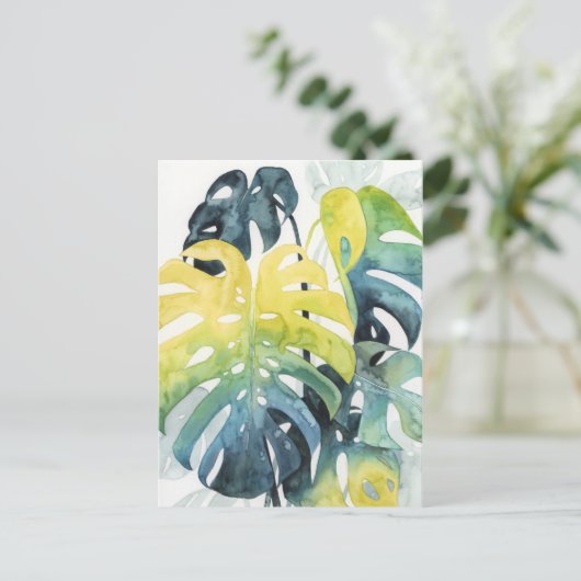 Waterverf zonnepalmbladeren briefkaart (Staand voorkant)