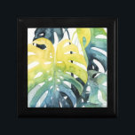 Waterverf zonnepalmbladeren cadeaudoosje<br><div class="desc">"Sunset Palm Composition I" door Grace Popp. Kenmerkt waterverf tropische groen.</div>