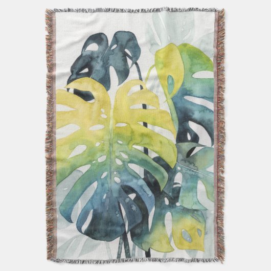 Waterverf zonnepalmbladeren deken (Voorkant Verticaal)