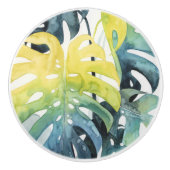 Waterverf zonnepalmbladeren keramische knop (Voorkant)