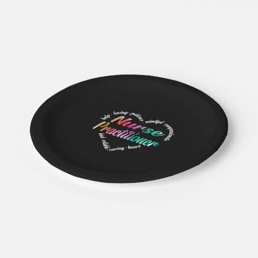 Waterverf Zonnepraktijkkundigen Hart Word Cloud Papieren Bordje (Gekanteld)