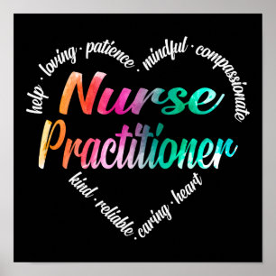 Waterverf Zonnepraktijkkundigen Hart Word Cloud Poster