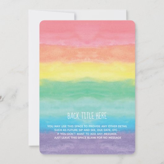 Waterverf Zonneregenboog Baby shower per post Kaart (Achterkant)