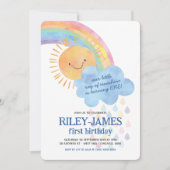 Waterverf Zonneschijn en Regenboog Verjaardag Kaart (Voorkant)