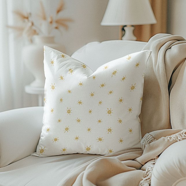 Waterverf Zonneschijn in Geel Omkeerbaar Kussen (Watercolor Sunshine in Yellow Reversible Throw Pillow)