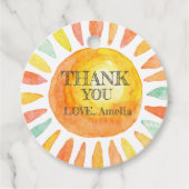 Waterverf zonneschijn Schattigee zon Dank u Bedankjes Labels (Voorkant)