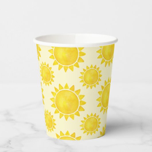 Waterverf Zonneschijn Verjaardag Papieren Kopjes – Papieren Bekers (Links)