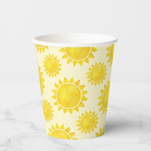 Waterverf Zonneschijn Verjaardag Papieren Kopjes – Papieren Bekers (Voorkant)