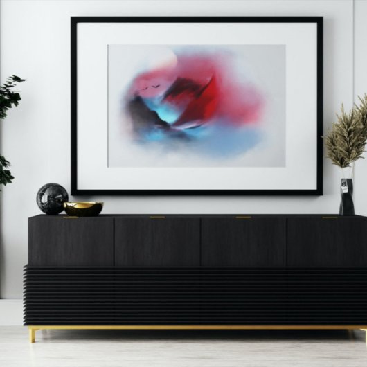 Waterverf Zonneschilderingen natuurlijke bergvogel Canvas Afdruk