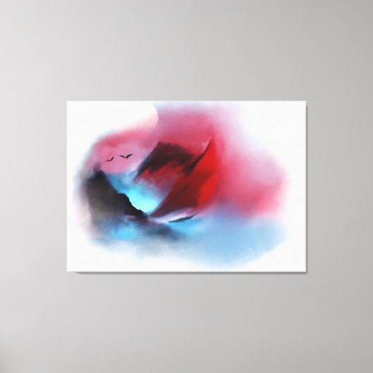 Waterverf Zonneschilderingen natuurlijke bergvogel Canvas Afdruk (Voorkant)