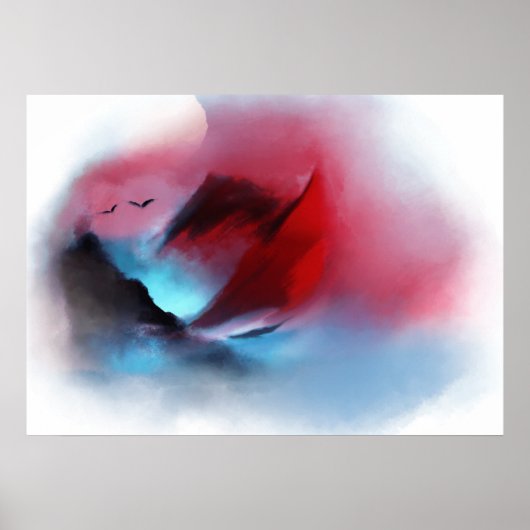 Waterverf Zonneschilderingen natuurlijke bergvogel Poster (Voorkant)