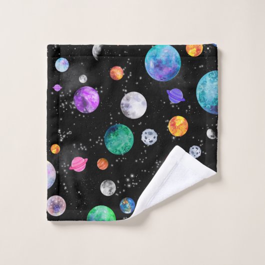 Waterverf Zonnestelsel Buiten ruimtecentrales Melk Bad Handdoek (Wasdoekje)