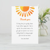 Waterverf zonnestralen baby shower dank u kaart (Staand voorkant)