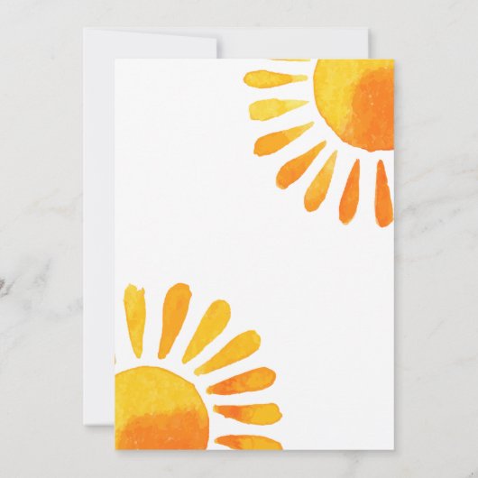 Waterverf zonnestralen baby shower dank u kaart (Achterkant)