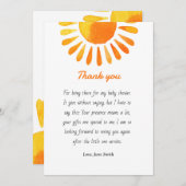 Waterverf zonnestralen baby shower dank u kaart (Voorkant / Achterkant)