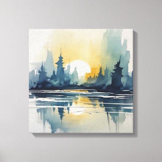 Waterverf zonsondergang Abstract Canvas Afdruk (Voorkant)