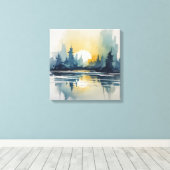 Waterverf zonsondergang Abstract Canvas Afdruk (Insitu (Houten vloer))