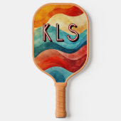 Waterverf zonsondergang kleurrijk wervelmonogram pickleball paddle (Voorkant)