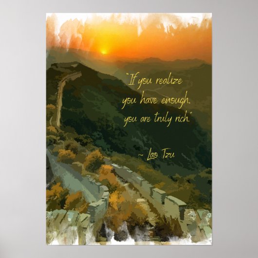 waterverf zonsondergang landschap met zen quote poster (Voorkant)