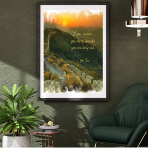 waterverf zonsondergang landschap met zen quote poster