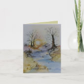 Waterverf zonsondergang op rivier- en landschapsge bedankkaart (Voorkant)