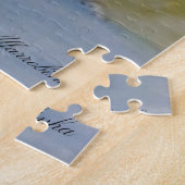 Waterverf zonsondergang op rivier- en landschapsge legpuzzel (Zijkant)