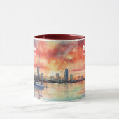 Waterverf zonsondergang over Miami van Biscayne Ba Mok (Midden)