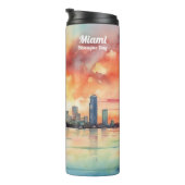 Waterverf zonsondergang over Miami van Biscayne Ba Thermosbeker (Geroteerd rechts)