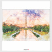 Waterverf Zonsondergang Reflectie Washington Monum Sticker (Vel)