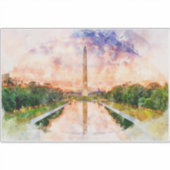 Waterverf Zonsondergang Reflectie Washington Monum Sticker (Voorkant)