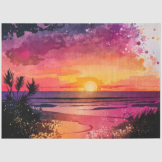 Waterverf Zonsondergang Serie Ontwerp 10 Tissuepapier