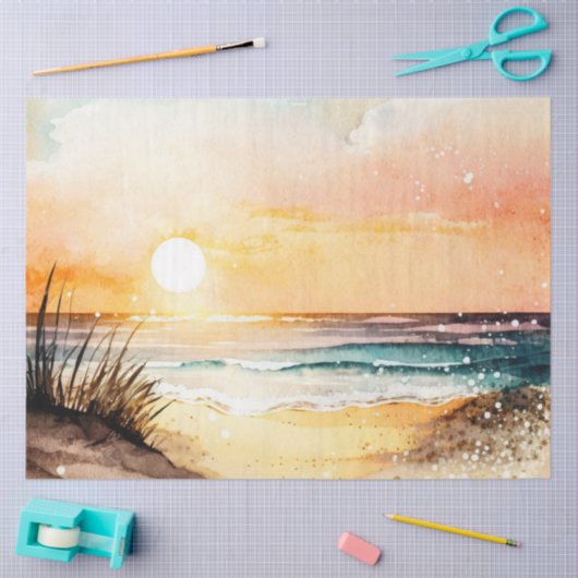 Waterverf Zonsondergang Serie Ontwerp 11 Tissuepapier (Craft)