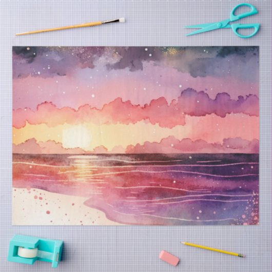 Waterverf Zonsondergang Serie Ontwerp 13 Tissuepapier (Craft)