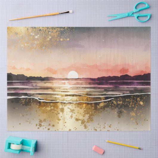 Waterverf Zonsondergang Serie Ontwerp 14 Tissuepapier (Craft)