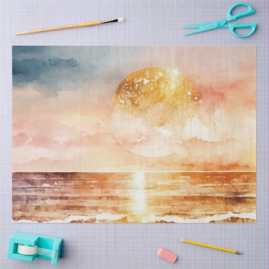Waterverf Zonsondergang Serie Ontwerp 1 Tissuepapier (Craft)