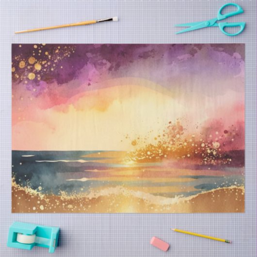 Waterverf Zonsondergang Serie Ontwerp 9 Tissuepapier (Craft)