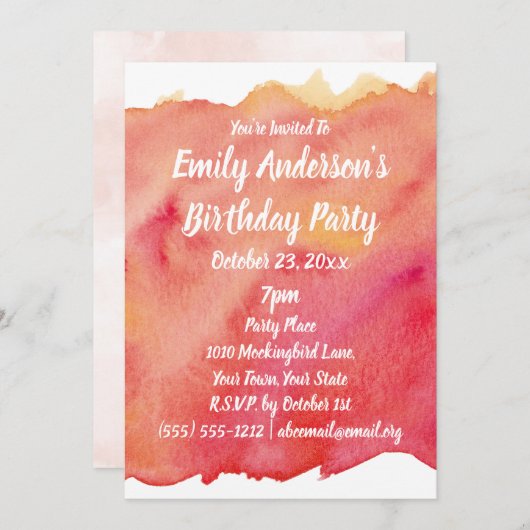 Waterverf Zonsondergang Verjaardagsfeest Kaart (Voorkant / Achterkant)