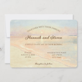 Waterverf zonsondergang zee kust pastel kleuren br kaart