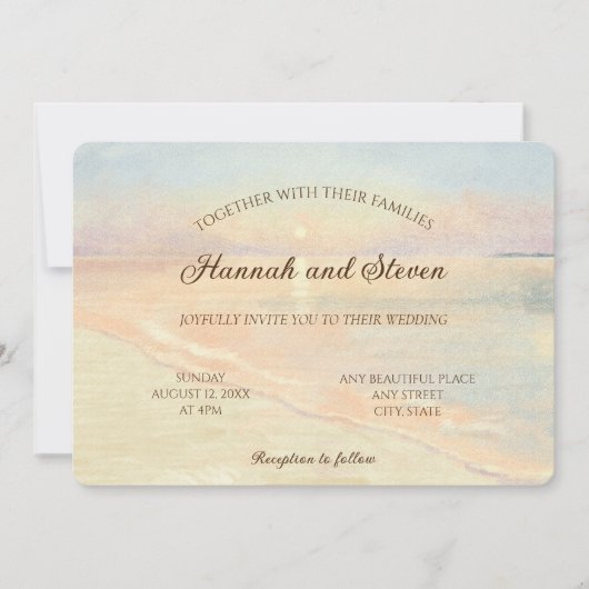 Waterverf zonsondergang zee kust pastel kleuren br kaart (Voorkant)